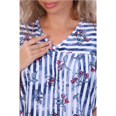 Женская ночная сорочка 59045 (Синяя полоса)