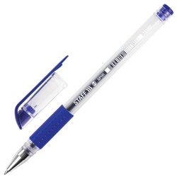 Ручка гелевая с грипом STAFF "EVERYDAY" GP-191, СИНЯЯ, корпус прозрачный, узел 0,5 мм, линия письма 0,35 мм, 141822