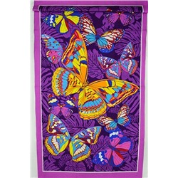 Полотенце вафельное пляжное - банное 80х150 см, Бабочки (фиолетовый)