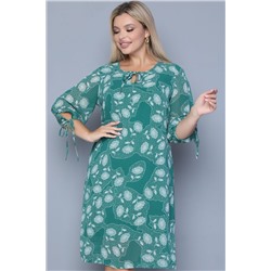 Зелёное шифоновое платье с цветочным принтом