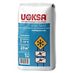 Противогололедный материал Uoksa (Уокса) Кристалл, до -15°, 1 кг