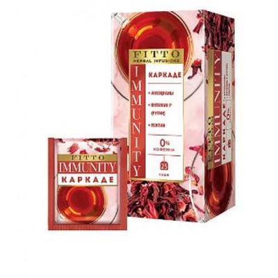 «Fitto», чай травяной Immunity. Каркаде, 25 пакетиков, 37,5 г KDV