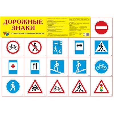 Демонстрационный плакат СУПЕР А2 Дорожные знаки (в индивидуальной упаковке с европодвесом)