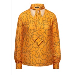Блузка из вискозы с морским орнаментом, цвет оранжевый