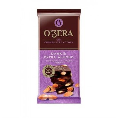 «OZera», шоколад горький с цельным миндалем Dark & Extra Almond, 90 гр. KDV