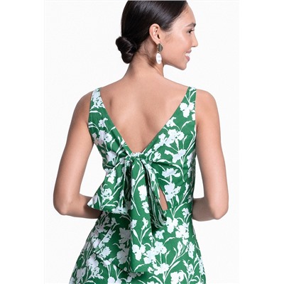 Длинное платье с флоральным орнаментом и с бантом сзади, мультицвет