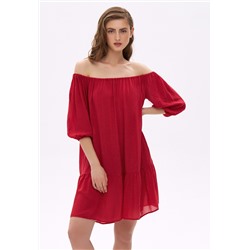Платье с открытыми плечами, цвет красный