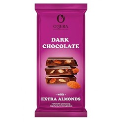 Шоколад О'zera горький с цельным миндалем Dark & Extra Almond 90г/Озерский Сувенир