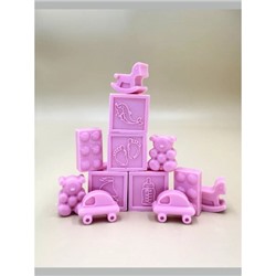 Шоколадные фигуры для торта "Кубики" (розовые , 12 фигур)