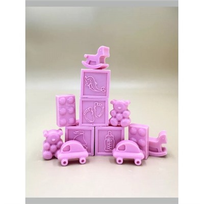 Шоколадные фигуры для торта "Кубики" (розовые , 12 фигур)