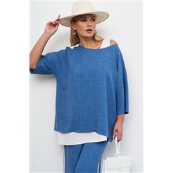 Блузка из вискозной ткани синего цвета