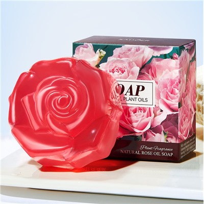 Мыло для лица и тела в виде цветка с РОЗОЙ Sadoer Natural Rose Oil Soap, 100 гр.