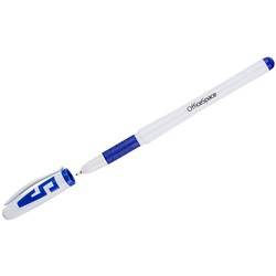 Ручка гелевая OfficeSpace синяя, 0,6мм, грип, игол