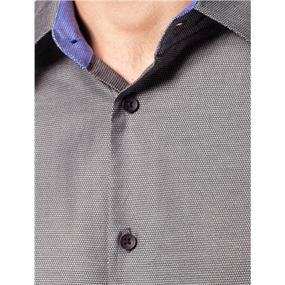 Рубашка мужская с контрастными внутренними элементами из фактурного хлопка  с ПЭ Vilatte, Артикул:U29.000 темно-серый-синий