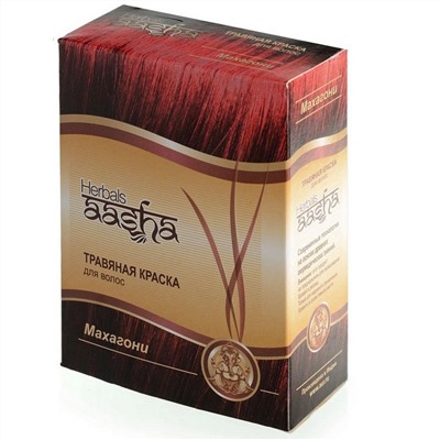 Aasha Herbals Травяная краска для волос на основе индийской хны, махагони