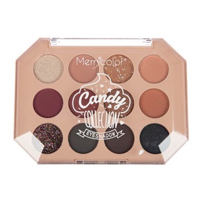 MC1086№02 Тени для век 12цв кремовая палитра CANDY COLLECTION EYESHADOW беж+графит