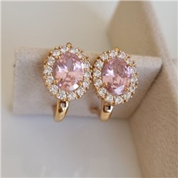 Серьги ювелирная бижутерия коллекция "Дубай" позолота, цвет камня: нежно-розовый, 08602, арт.001.463