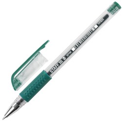 Ручка гелевая с грипом STAFF "EVERYDAY" GP-194, ЗЕЛЕНАЯ, корпус прозрачный, узел 0,5 мм, линия письма 0,35 мм, 141825