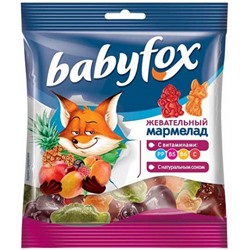 «BabyFox», мармелад жевательный с соком ягод и фруктов, 70 гр. KDV