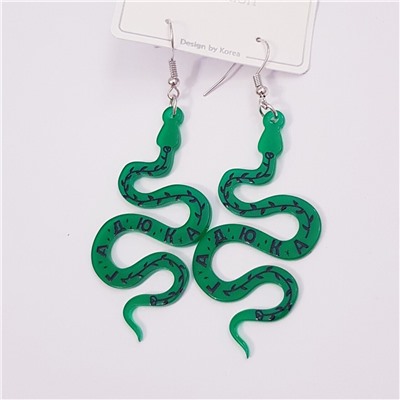 Серьги "Змейка" зеленые, арт. 606.479