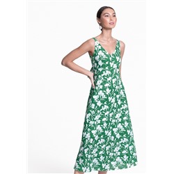 Длинное платье с флоральным орнаментом и с бантом сзади, мультицвет