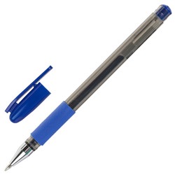 Ручка гелевая с грипом STAFF "Basic" GP-677, СИНЯЯ, корпус тонированный, узел 0,5 мм, линия письма 0,35 мм, 143676