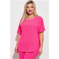 Свободная розовая блузка с короткими рукавами