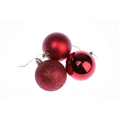 Набор новогодних  красных ёлочных шаров "Шёлк, бархат, люрекс" 6 см  (6 шт.)