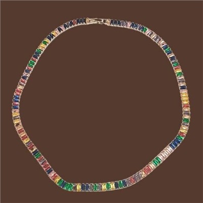 Колье-чокер с камнями цвет серебро, камни разноцветные, арт. 706.621